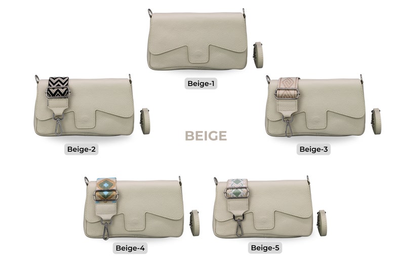 Schultertasche Leder für Frauen mit gemustertem Riemen, Nachttasche Leder für Frauen, Alltagstasche, Bauchtasche mit gemustertem Gürtel, Geschenk für Sie Beige