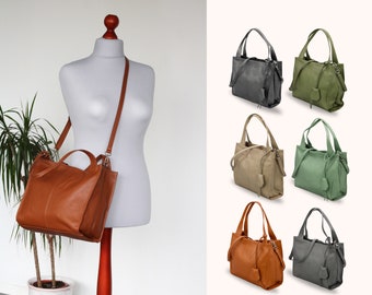 Leren schoudertas, leren Crossbody tas, alledaagse handtas met zakken met ritssluiting, cadeaus voor haar, SIENNA