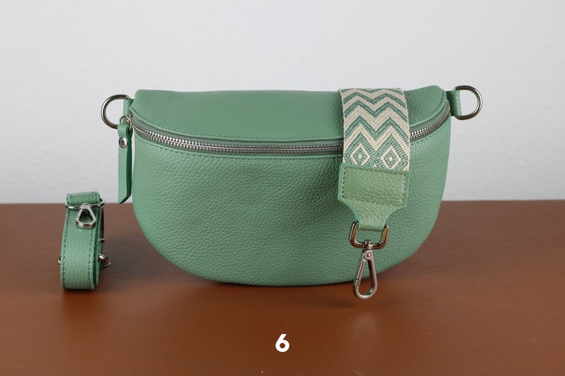 Leder Umhängetasche für Frauen Mint Grün, Bauchtasche mit Riemen, Echtes Leder Umhängetasche, Geschenk für sie Bild 7