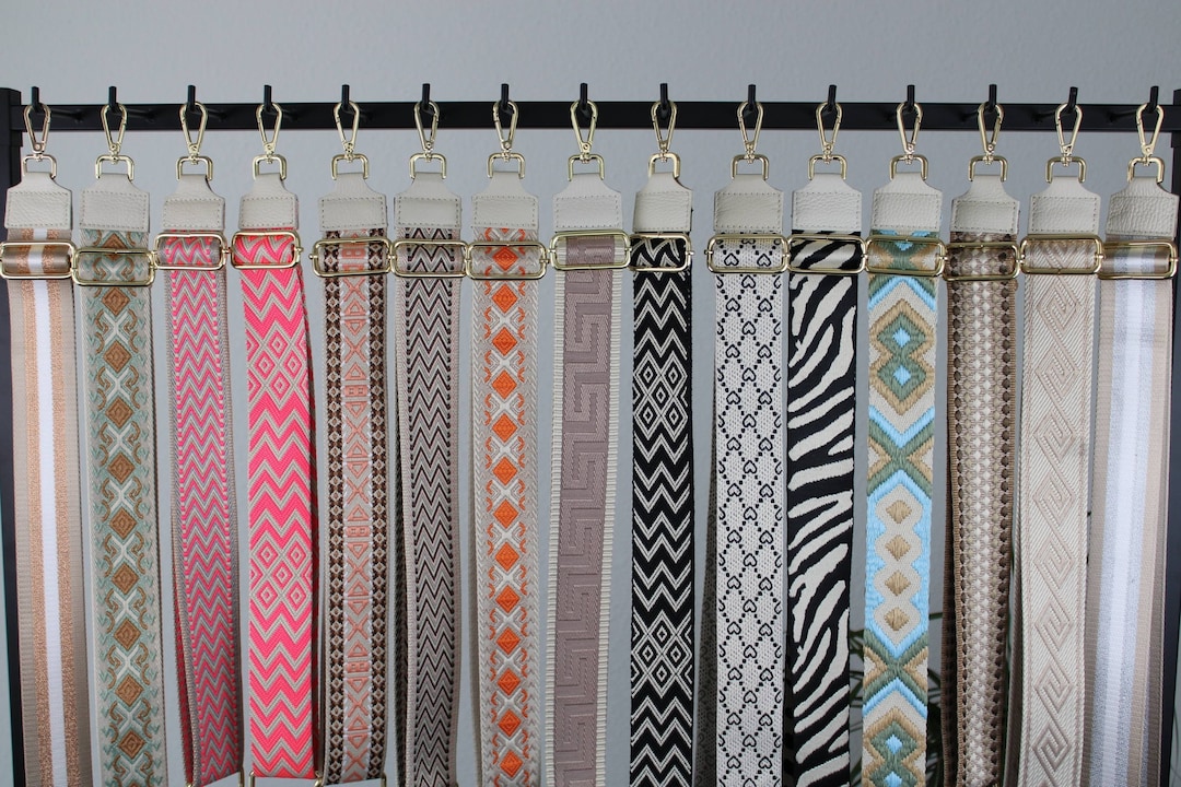 Beige Leather Strap for Bags With Gold and Silver Hardware, Wide Strap Shoulder Strap, Camera