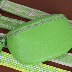 Leather Crossbody Bag for Women Light Green,  Belly Bag with Strap, Genuine Leather Shoulder Bag, Gift for her