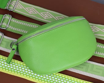 Leather Crossbody Bag for Women Light Green,  Belly Bag with Strap, Genuine Leather Shoulder Bag, Gift for her