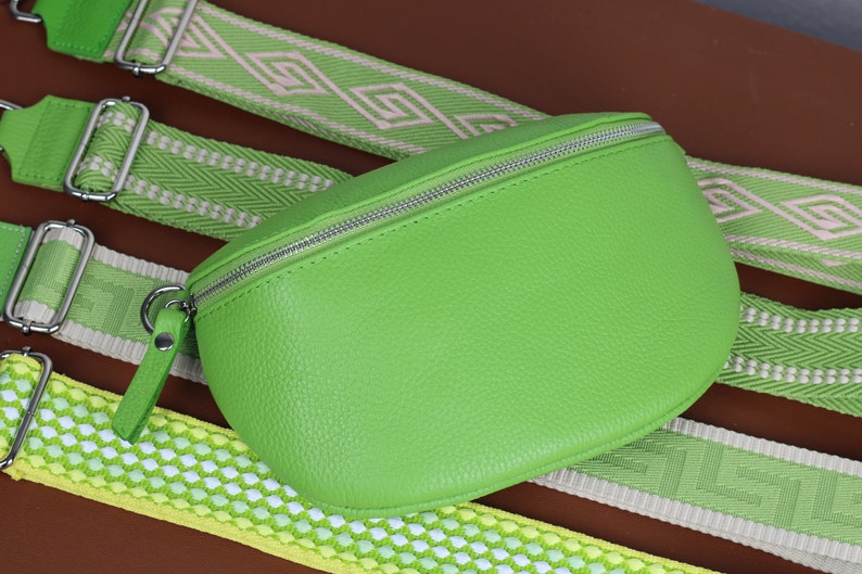 Leather Crossbody Bag for Women Light Green,  Belly Bag with Strap, Genuine Leather Shoulder Bag, Gift for her