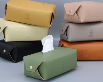 Leder Tbezug Box, personalisierter Taschentuchhalter Vollnarbenleder, Weihnachtsgeschenk, Geschenk für sie