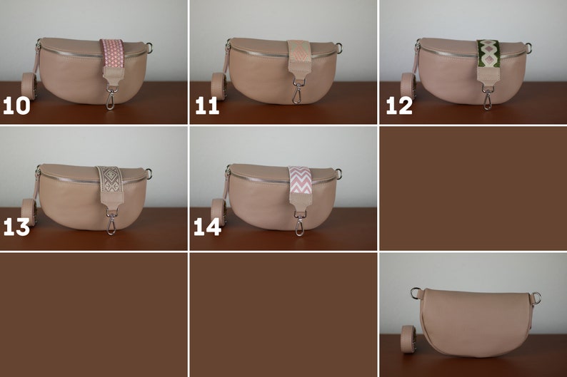 Dusky Pink Belly Bag Leather with Silver Zipper for Women, Leather Shoulder Bag, Crossbody Bag Belt Bag with Strap image 4