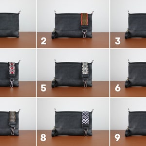 Leather Crossbody Slim Bag, Minimal Women Shoulder Bag, Make up bag, Fanny pack with Leather Belt and Patterned Belt image 4