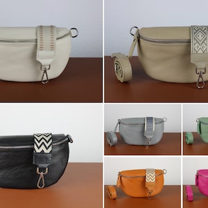 Leather Crossbody Bag with extra Strap, Leather Shoulder Bag, Everyday bag, Fanny pack and Patterned Belt