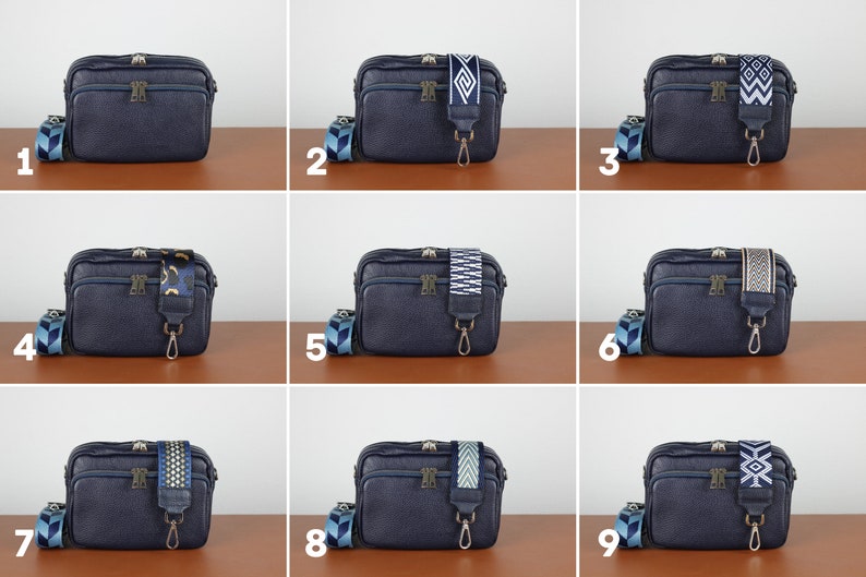 Leren crossbodytas met extra riem, leren schoudertas, alledaagse tas, heuptasje en riem met patroon afbeelding 6