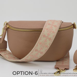 Rosa Leder Bauchtasche für Frauen mit Gold-Hardwares, Leder Schultertasche, Crossbody Bag Gürteltasche mit Gurt, Geschenk für Sie Bild 8