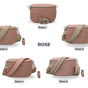 Wildleder Bauchtasche für Frauen, Leder Schultertasche, Crossbody Tasche Gürteltasche mit Riemen, Geschenk für sie ROSE