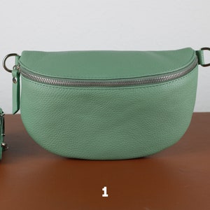 Leder Umhängetasche für Frauen Mint Grün, Bauchtasche mit Riemen, Echtes Leder Umhängetasche, Geschenk für sie Bild 2