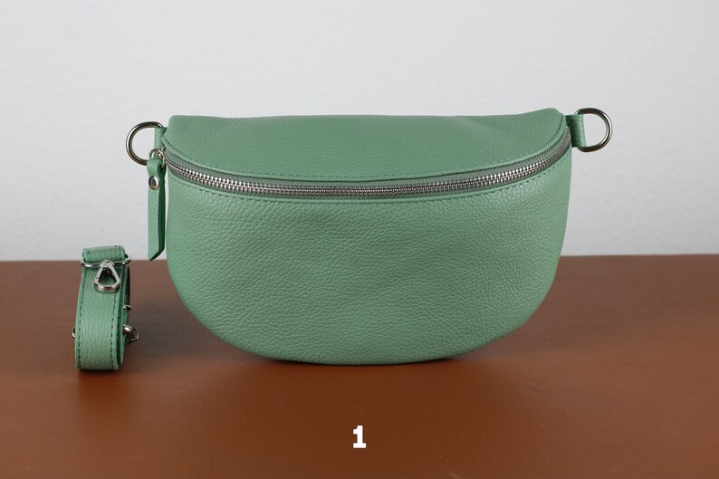 Leder Umhängetasche für Frauen Mint Grün, Bauchtasche mit Riemen, Echtes Leder Umhängetasche, Geschenk für sie Option-1