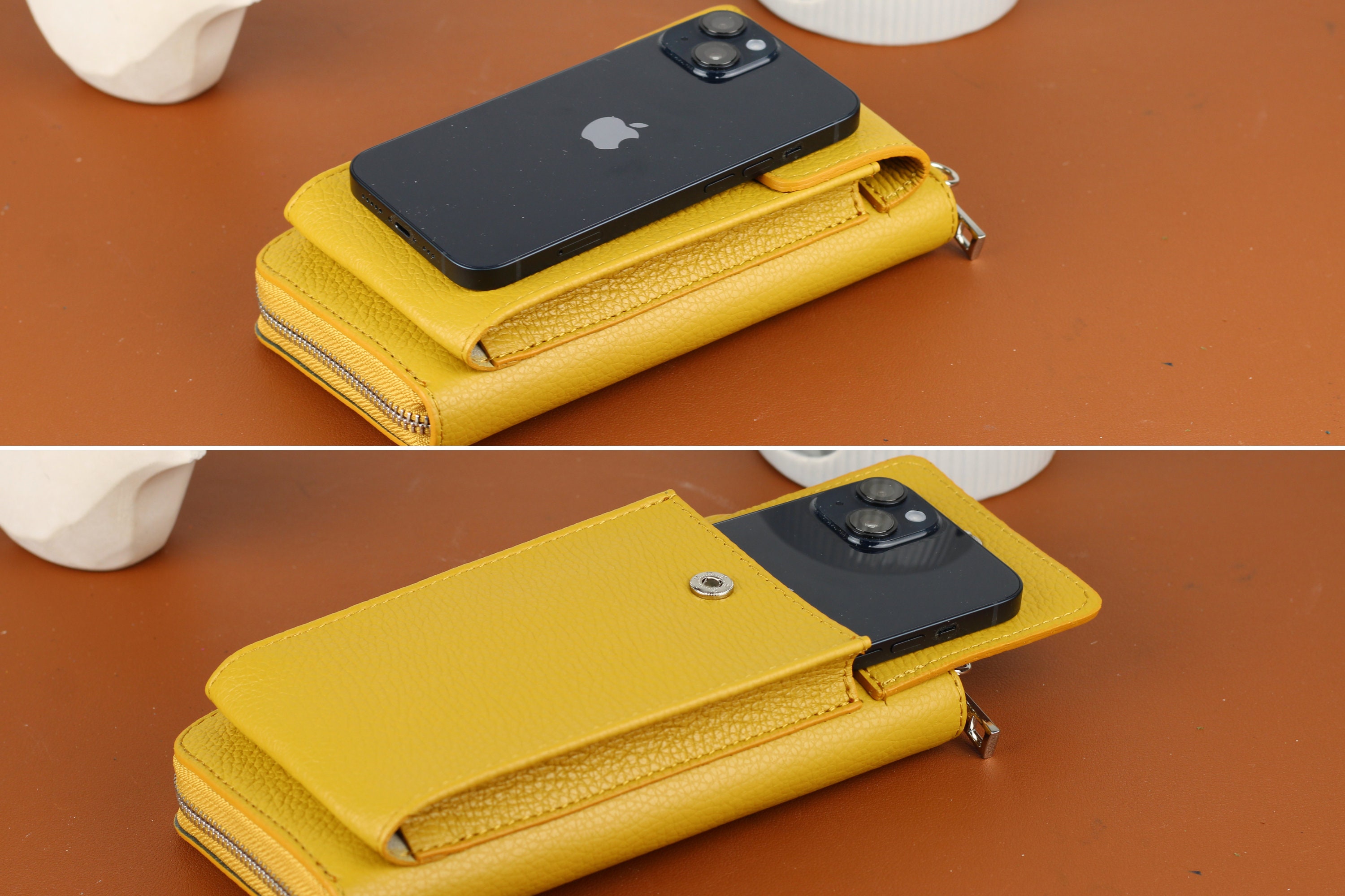 Mobile Phone Case Wallet 2 in 1 Shoulder Bag Genuine Leather Etsy