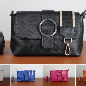 Leather Crossbody Bag with extra Strap, Leather Shoulder Bag, Everyday bag, Fanny pack and Patterned Belt