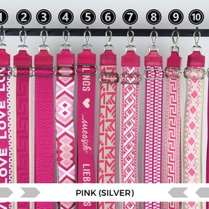 Pink Leather Strap for Bags with Silver Hardware, Wide Strap Shoulder Strap, camera bag straps, Fabric Bag Strap