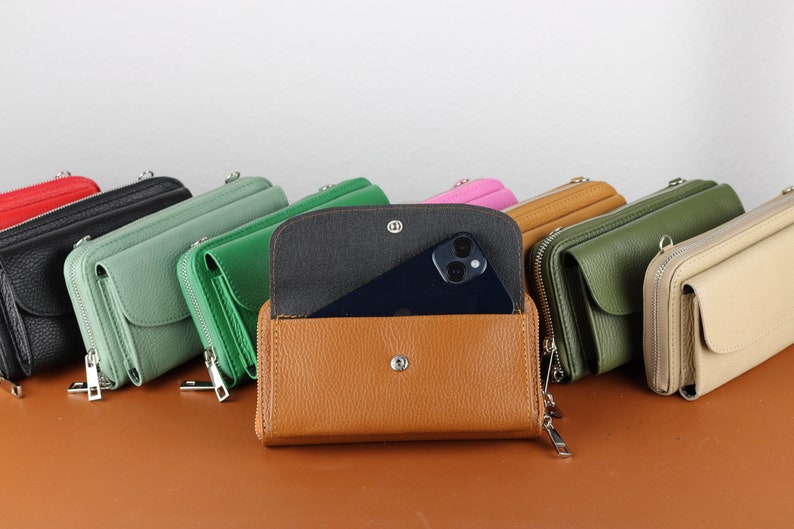 Mobile Phone Case Wallet 2 in 1 Shoulder Bag, Genuine Leather Bag Crossbody Bag, Women Purse, gift for Her
