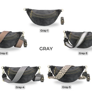 Suede Leather Belly Bag for Women with Gold Zipper, Leather Shoulder Bag, Crossbody Bag Belt Bag with Strap, Christmas Gift Gray