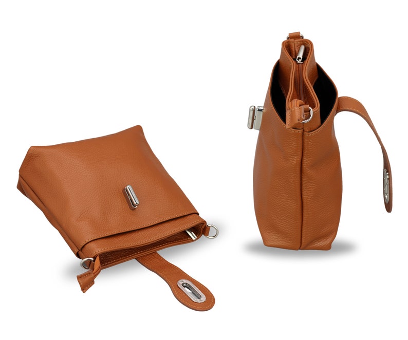 Sac crossbody en cuir avec sangle supplémentaire, sac à bandoulière en cuir, sac de tous les jours, sac Fanny et ceinture à motifs, cadeaux pour les mères, Tina image 4