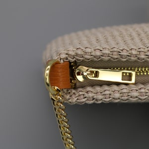 Taupe Braided Crossbody Bag with extra Strap, Leather Shoulder Bag, Everyday bag, Fanny pack and Patterned Belt image 5