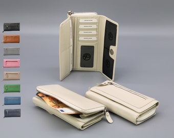 Personalisierte faltbare Leder Brieftasche für Frauen mit Kartensteckplätzen, schlanke Leder Brieftasche, Leder Brieftasche Geldbörse, Geschenk für sie, Damen Geldbörse