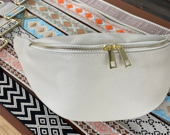 Sac ventre en cuir pour femme, avec fermeture éclair dorée, sac à bandoulière avec large bandoulière, cadeaux femme, sac ceinture femme, sac de tous les jours