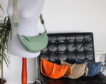 Bananentas leer voor dames, leren buiktas, crossbody tas, heuptas met riem, cadeau voor haar