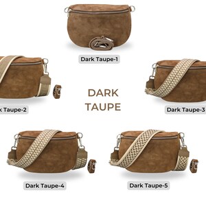 Wildleder Bauchtasche für Frauen, Leder Schultertasche, Crossbody Tasche Gürteltasche mit Riemen, Geschenk für sie DARK TAUPE