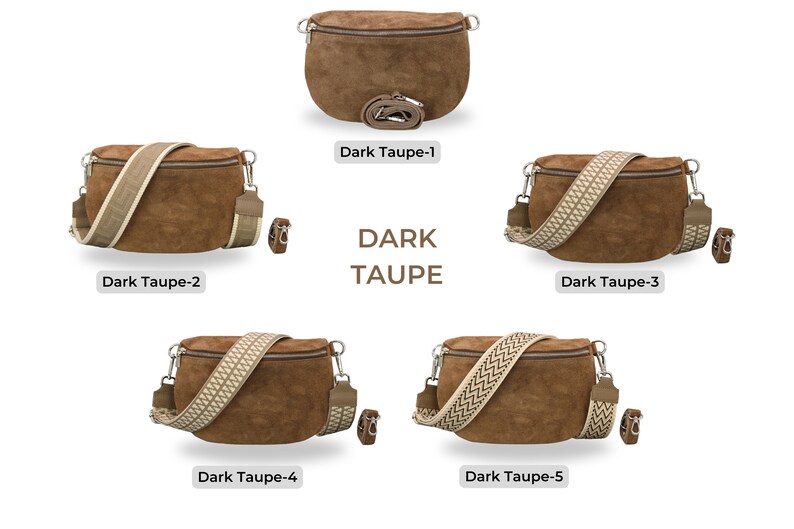 Wildleder Bauchtasche für Frauen, Leder Schultertasche, Crossbody Tasche Gürteltasche mit Riemen, Geschenk für sie DARK TAUPE