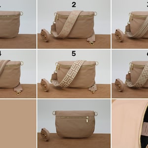 Belly Bag Leather for Women with Gold Hardware, Leather Shoulder Bag, Crossbody Bag Belt Bag with Patterned Strap, gift for her image 10