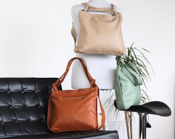 Leather Shoulder Bag 3 in 1, Leather Hand Bag, Everyday bag, Fanny Backpack gifts for her, Berta