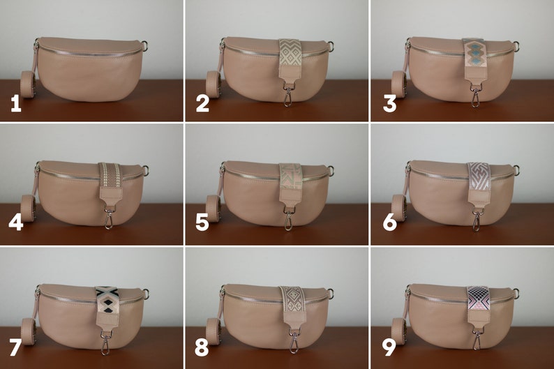 Dusky Pink Belly Bag Leather with Silver Zipper for Women, Leather Shoulder Bag, Crossbody Bag Belt Bag with Strap image 3
