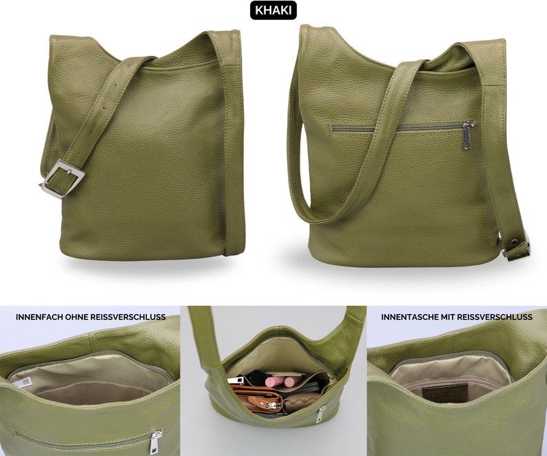 Leren schoudertas, leren Crossbody tas, alledaagse tas met zakken met ritssluiting, cadeaus voor haar, ANJA afbeelding 7