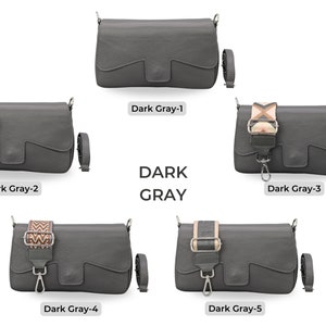 Schultertasche Leder für Frauen mit gemustertem Riemen, Nachttasche Leder für Frauen, Alltagstasche, Bauchtasche mit gemustertem Gürtel, Geschenk für Sie Dark Gray