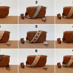 Bauchtasche aus Leder für Frauen mit gemusterten Riemen, Leder Umhängetasche, Crossbody Bag Gürteltasche mit gemusterten Riemen, Geschenk für Sie Bild 4