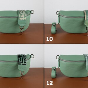 Leder Umhängetasche für Frauen Mint Grün, Bauchtasche mit Riemen, Echtes Leder Umhängetasche, Geschenk für sie Bild 10