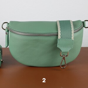 Leder Umhängetasche für Frauen Mint Grün, Bauchtasche mit Riemen, Echtes Leder Umhängetasche, Geschenk für sie Option-2