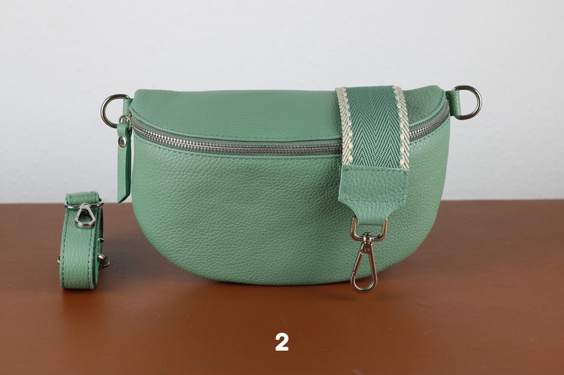 Leder Umhängetasche für Frauen Mint Grün, Bauchtasche mit Riemen, Echtes Leder Umhängetasche, Geschenk für sie Option-2