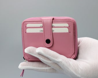 Personalisierte Minimal Leder Brieftasche für Frauen mit Kartensteckplätzen, Schlanke Leder Brieftasche, Leder Brieftasche Geldbörse, Geschenk für Sie