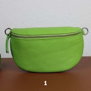 Leather Crossbody Bag for Women Light Green, Belly Bag with Strap, Genuine Leather Shoulder Bag, Gift for her Option-1