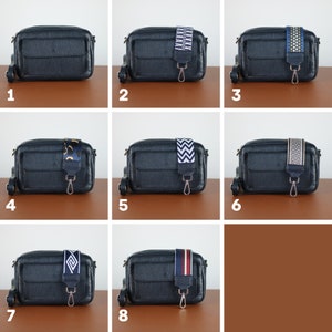 Leren crossbodytas met extra riem, leren schoudertas, alledaagse tas, heuptasje en riem met patroon afbeelding 9