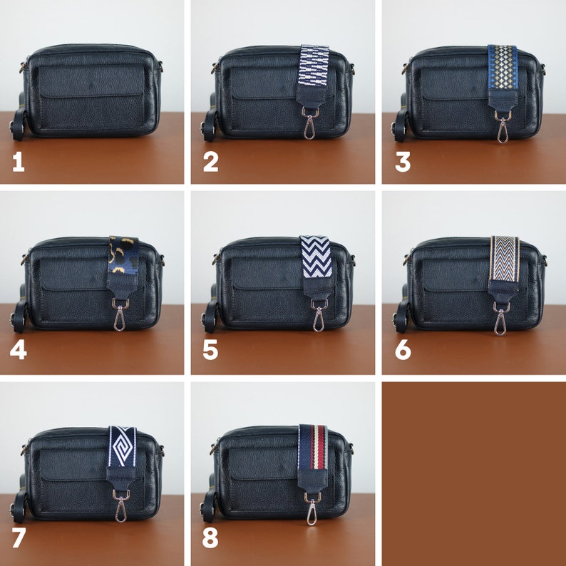 Leren crossbodytas met extra riem, leren schoudertas, alledaagse tas, heuptasje en riem met patroon afbeelding 9