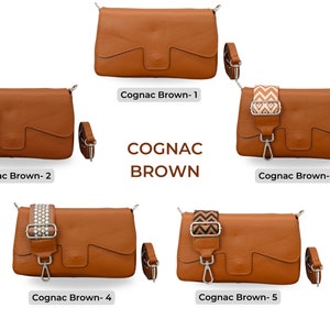 Schultertasche Leder für Frauen mit gemustertem Riemen, Nachttasche Leder für Frauen, Alltagstasche, Bauchtasche mit gemustertem Gürtel, Geschenk für Sie Cognac Brown