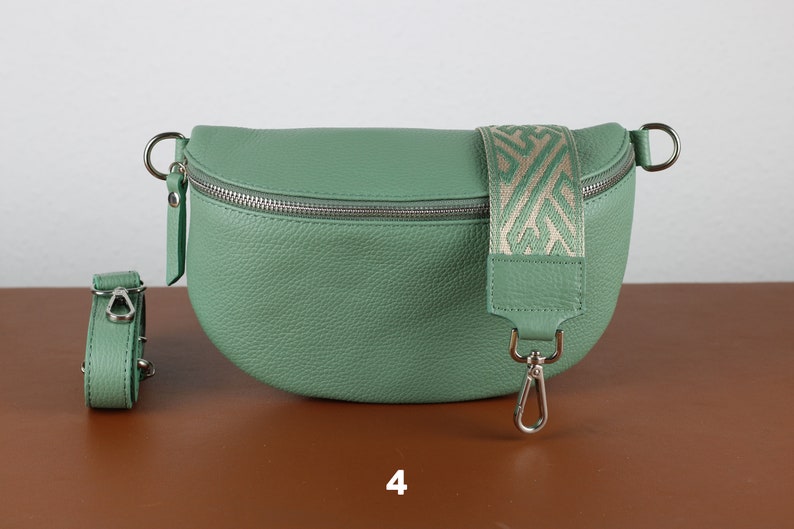 Leder Umhängetasche für Frauen Mint Grün, Bauchtasche mit Riemen, Echtes Leder Umhängetasche, Geschenk für sie Option-4