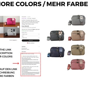 Leder Crossbody Bag mit extra Gurt, Leder Umhängetasche, Alltagstasche, Fanny Pack und gemusterten Gürtel, Orange, Pink. Weiss, Grün Bild 9