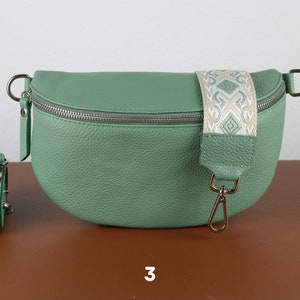 Leder Umhängetasche für Frauen Mint Grün, Bauchtasche mit Riemen, Echtes Leder Umhängetasche, Geschenk für sie Bild 4