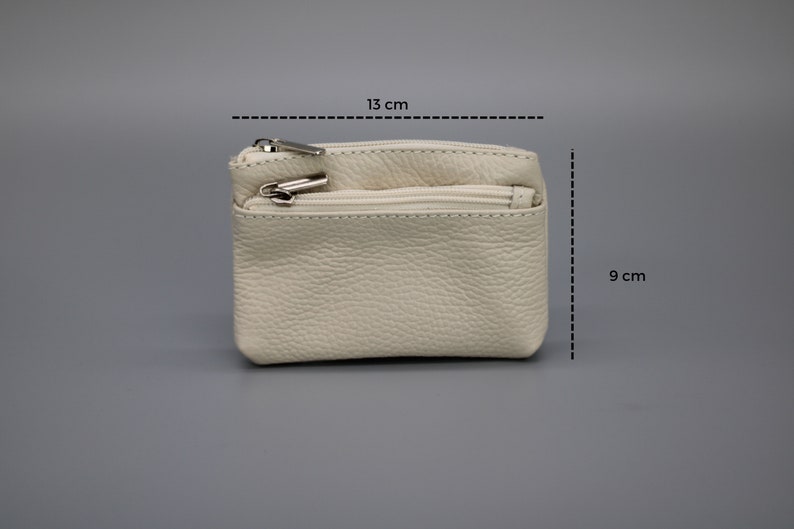 Lederbrieftasche mit Reißverschlusstaschen, handgefertigte Lederbrieftasche mit Münzfach, Geschenk für Mama Bild 7