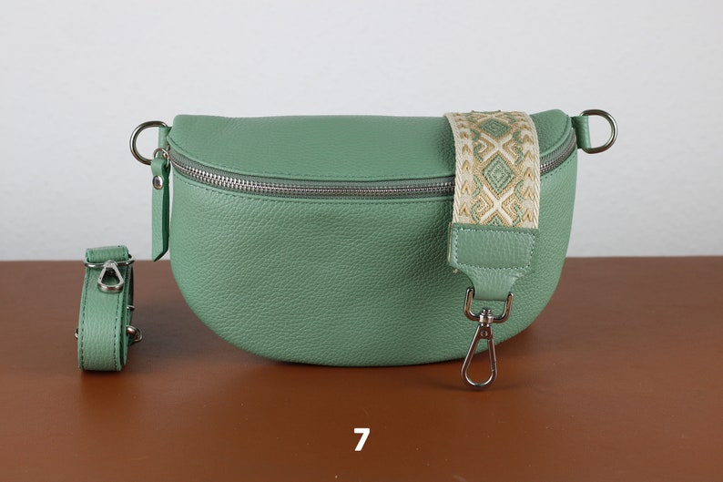 Leder Umhängetasche für Frauen Mint Grün, Bauchtasche mit Riemen, Echtes Leder Umhängetasche, Geschenk für sie Option-7