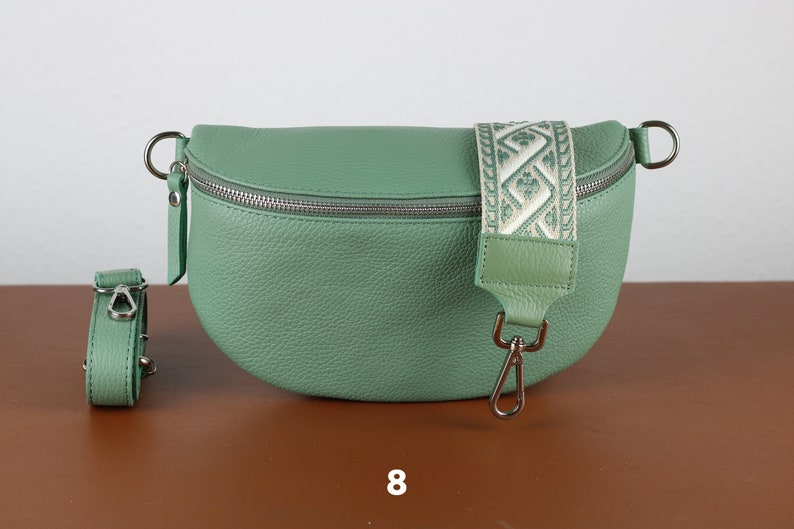 Leder Umhängetasche für Frauen Mint Grün, Bauchtasche mit Riemen, Echtes Leder Umhängetasche, Geschenk für sie Bild 9