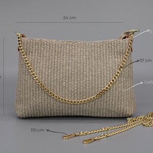 Taupe Braided Crossbody Bag with extra Strap, Leather Shoulder Bag, Everyday bag, Fanny pack and Patterned Belt image 4
