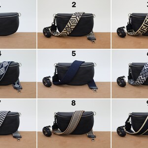 Bauchtasche aus Leder für Frauen mit gemusterten Riemen, Leder Umhängetasche, Crossbody Bag Gürteltasche mit gemusterten Riemen, Geschenk für Sie Bild 6